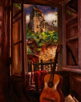 Interieur mit einer Gitarre Interieur mit einer Gitarre