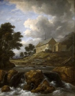 Landschaft mit einer Kirche durch einen Torrent Landschaft mit einer Kirche durch einen Torrent