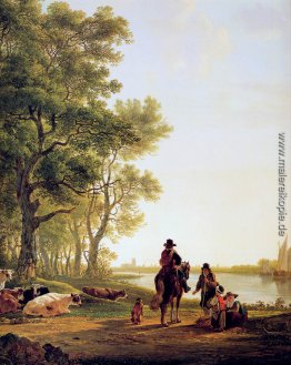 Italienische Landschaft mit Reisenden Italienische Landschaft mit Reisenden