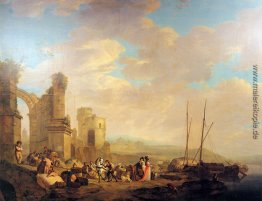 Landschaft mit Küste und Ruine Landschaft mit Küste und Ruine