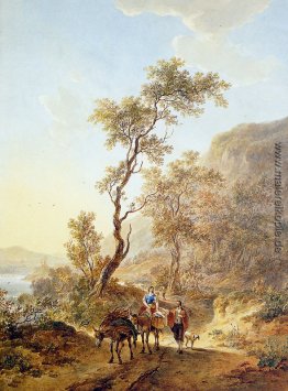 Italienische Landschaft mit Hirten Paar Italienische Landschaft mit Hirten Paar