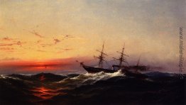 Sonnenuntergang auf einem Meer Rau Sonnenuntergang auf einem Meer Rau