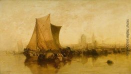 Ansicht von Mainz, Deutschland, mit Markt Boote Ansicht von Mainz, Deutschland, mit Markt Boote
