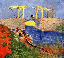 Brücke von Langlois bei Arles mit dem Frauen-Waschen Brücke von Langlois bei Arles mit dem Frauen-Waschen