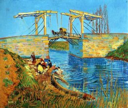 Brücke von Langlois bei Arles mit dem Frauen-Waschen Brücke von Langlois bei Arles mit dem Frauen-Waschen