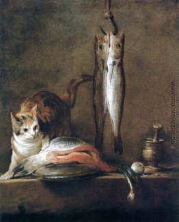 Stillleben mit Katze und Fische Stillleben mit Katze und Fische