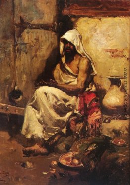 Ein arabischer Untersuchen einer Pistole Ein arabischer Untersuchen einer Pistole