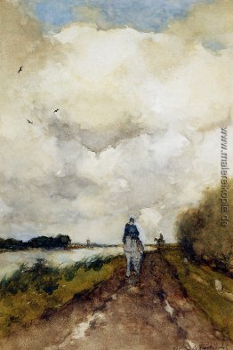 Reiter auf dem Weg in der Nähe von Noorden Reiter auf dem Weg in der Nähe von Noorden