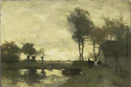 Landschaft mit einer Farm Teich Landschaft mit einer Farm Teich