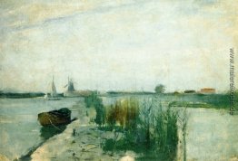 Szene entlang einer holländischen Fluss Szene entlang einer holländischen Fluss