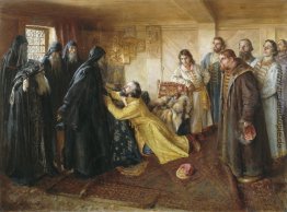 Zar Iwan der Schreckliche bittet Abbot Cornelius zu ihm, um die Zar Iwan der Schreckliche bittet Abbot Cornelius zu ihm, um die