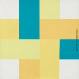 Vier verschränkte Farbgruppen mit blau grünen Akzenten Vier verschränkte Farbgruppen mit blau grünen Akzenten