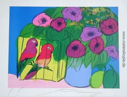 Papageien mit Blumen Papageien mit Blumen