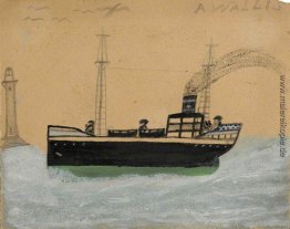 Grüne und schwarze Steamer, Leuchtturm und Seemöwen Grüne und schwarze Steamer, Leuchtturm und Seemöwen