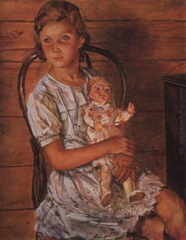 Mädchen mit einer Puppe Mädchen mit einer Puppe
