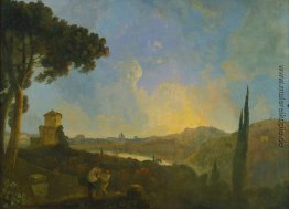 Eine Ansicht des Tibers mit Rom in der Entfernung Eine Ansicht des Tibers mit Rom in der Entfernung