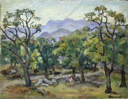 Krim. Abendlandschaft (Yayla). Krim. Abendlandschaft (Yayla).