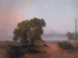 Blick auf Höhlenkloster in Kiew vom Dnjepr Blick auf Höhlenkloster in Kiew vom Dnjepr