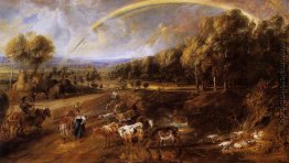 Landschaft mit einem Regenbogen- Landschaft mit einem Regenbogen-