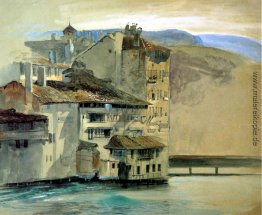 Alte Häuser auf dem Rhône-Insel, Genf Alte Häuser auf dem Rhône-Insel, Genf