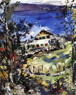 Der Walchensee, Landhaus mit Waschmaschine auf der Linie Der Walchensee, Landhaus mit Waschmaschine auf der Linie