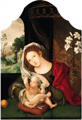 Madonna mit Kind spielt mit dem Schleier Madonna mit Kind spielt mit dem Schleier