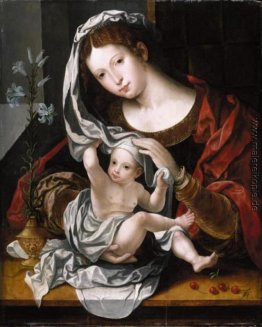 Madonna mit Kind spielt mit dem Schleier Madonna mit Kind spielt mit dem Schleier