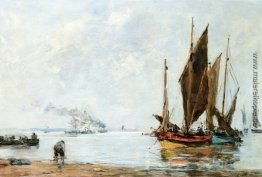 Boote vor Anker an der Küste Boote vor Anker an der Küste
