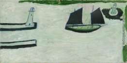 Fischerboot zwischen zwei Leuchttürme Fischerboot zwischen zwei Leuchttürme