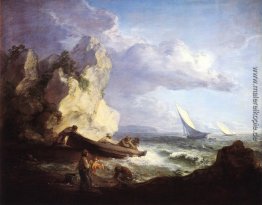 Seashore mit Fischern Seashore mit Fischern