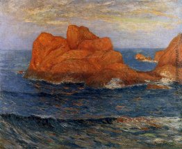 Die roten Felsen an der Schönheit Ile Die roten Felsen an der Schönheit Ile