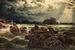 Kustlandskap med fartyg vid Horisonten Kustlandskap med fartyg vid Horisonten