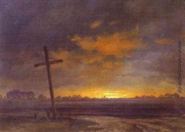 Landschaft mit einem Kreuz. Litauen Landschaft mit einem Kreuz. Litauen