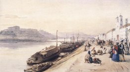 Quay der Donau mit der griechischen Kirche im Jahre 1843 Quay der Donau mit der griechischen Kirche im Jahre 1843