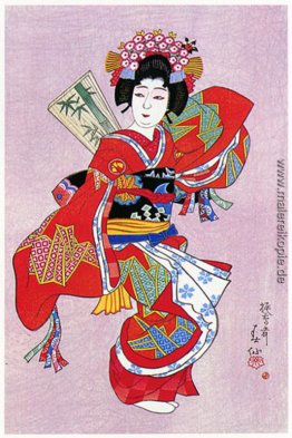 Nakamura Tomijuro als Kamuro in der Tanz der Hane no Kamuro Nakamura Tomijuro als Kamuro in der Tanz der Hane no Kamuro