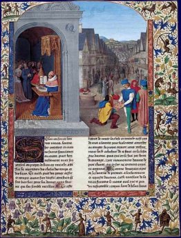 Boccaccios De Casibus Schreiben. Ein Kurier liefert Luvrs zu Mai Boccaccios De Casibus Schreiben. Ein Kurier liefert Luvrs zu Mai
