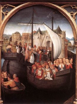 Einschiffung der Heilige Ursula von Basel, Platte vom Reliquary Einschiffung der Heilige Ursula von Basel, Platte vom Reliquary
