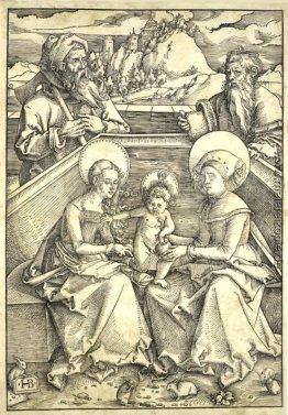 Die Heilige Familie mit der heiligen Anna und St. Joachim Gravur Die Heilige Familie mit der heiligen Anna und St. Joachim Gravur
