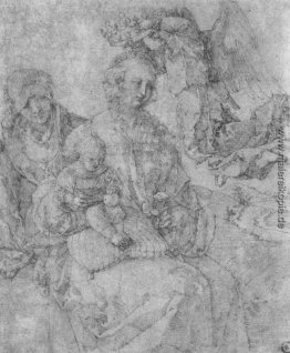 Maria mit Kind, von einem Engel und St. Anna gekrönt Maria mit Kind, von einem Engel und St. Anna gekrönt