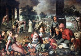 Markt mit Christus und die Ehebrecherin Markt mit Christus und die Ehebrecherin