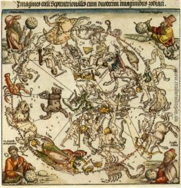 Karte von Nordhimmel mit Darstellungen der Konstellationen, mit Karte von Nordhimmel mit Darstellungen der Konstellationen, mit