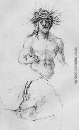 Studienblatt mit Christus als Schmerzensmann und ein Kleidungsst Studienblatt mit Christus als Schmerzensmann und ein Kleidungsst