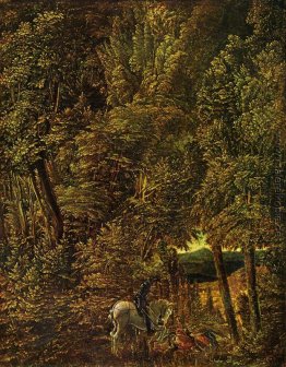 Landschaft aus Holz mit St. George Kampf mit dem Drachen Landschaft aus Holz mit St. George Kampf mit dem Drachen