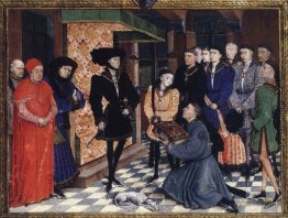 Miniatur aus der ersten Seite des Chroniques de Hainaut Miniatur aus der ersten Seite des Chroniques de Hainaut