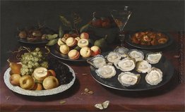 Stillleben mit Obst und einen Teller mit Austern Stillleben mit Obst und einen Teller mit Austern