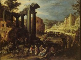 Der Campo Vaccino mit Gypsy Woman Reading a Palm Der Campo Vaccino mit Gypsy Woman Reading a Palm