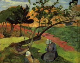 Landschaft mit zwei bretonischen Frauen Landschaft mit zwei bretonischen Frauen