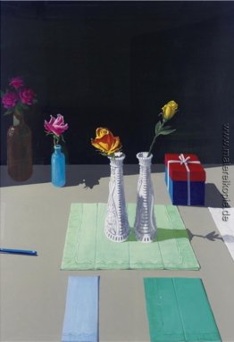 Stillleben mit Servietten und Geschenk-Kasten Stillleben mit Servietten und Geschenk-Kasten