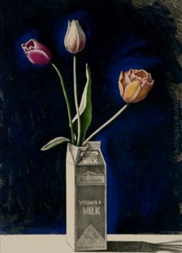 Tulpen in einem Milch-Karton Tulpen in einem Milch-Karton