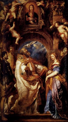 St. Gregory mit Saints Domitilla, Maurus und Papianus St. Gregory mit Saints Domitilla, Maurus und Papianus